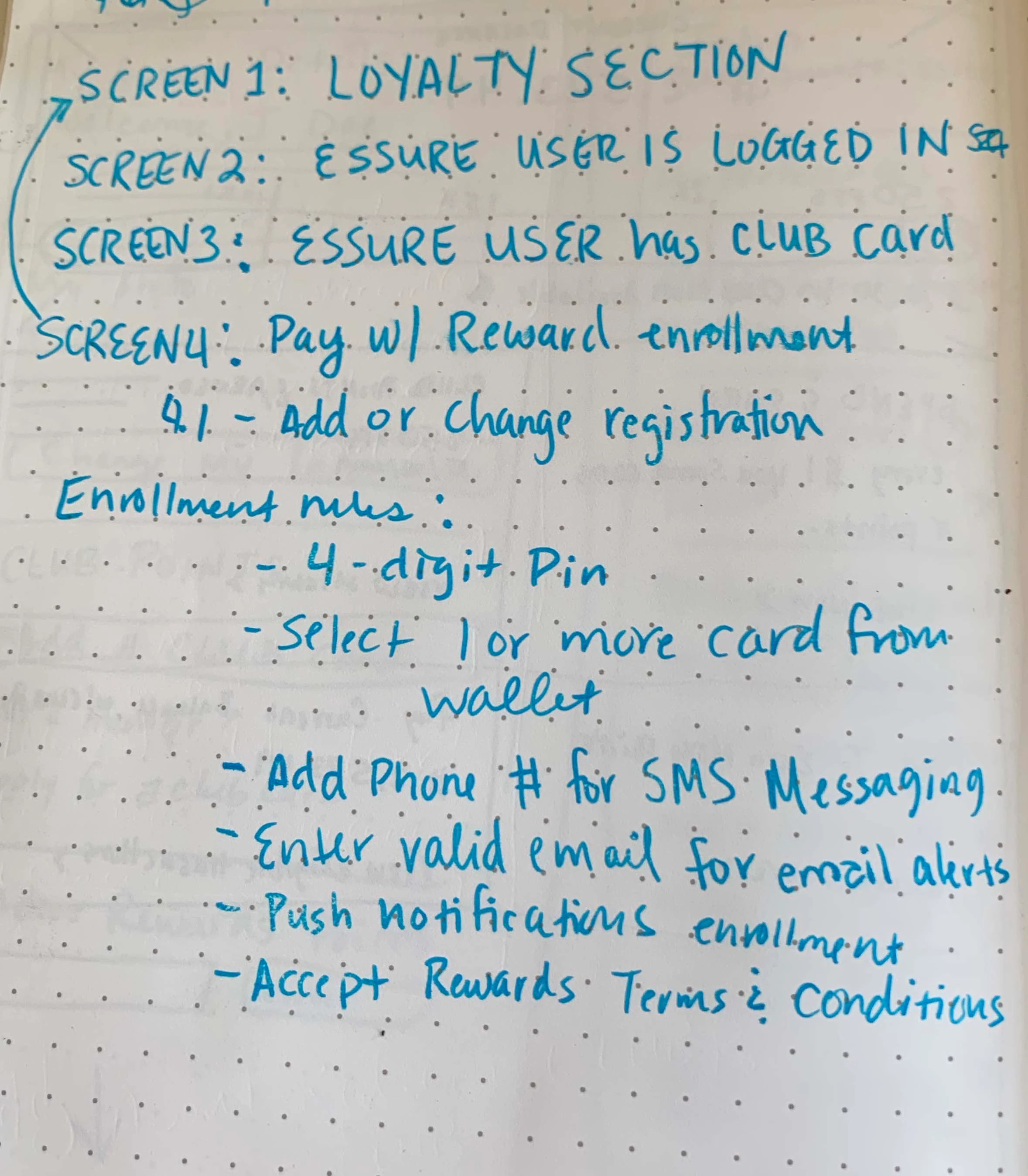Sketch notes on enrollment screens
