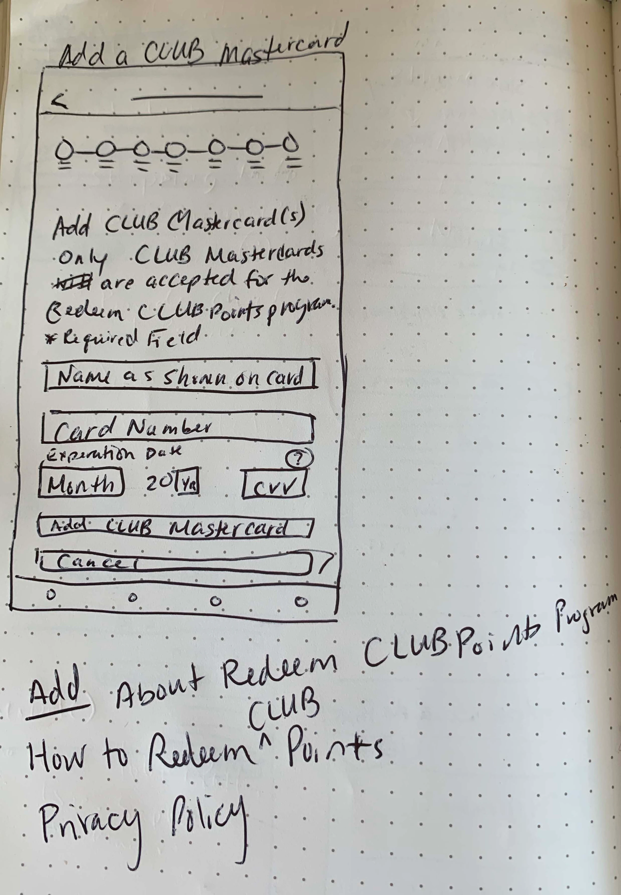 Sketch of adding a CLUB card