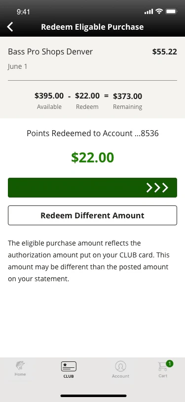 Choose how many points to redeem