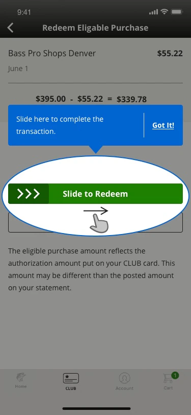 Slide to redeem