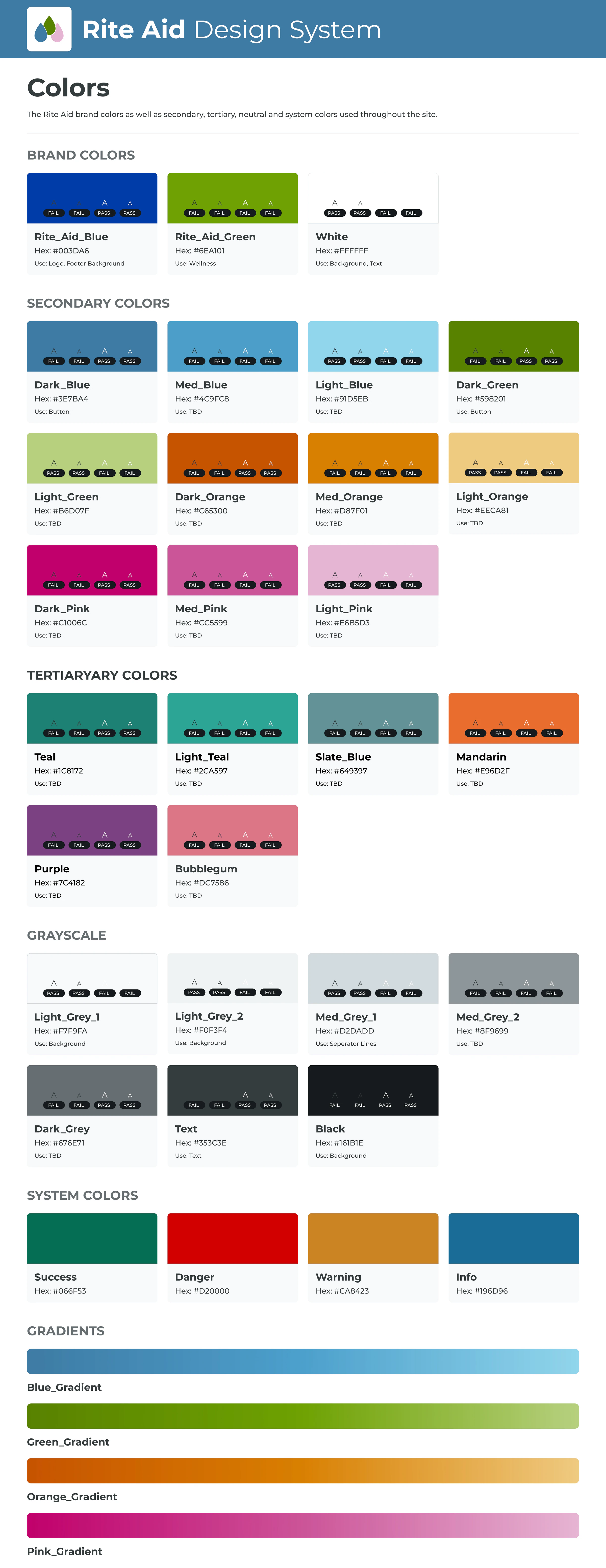 Digital color palette built to meet WCAG AA